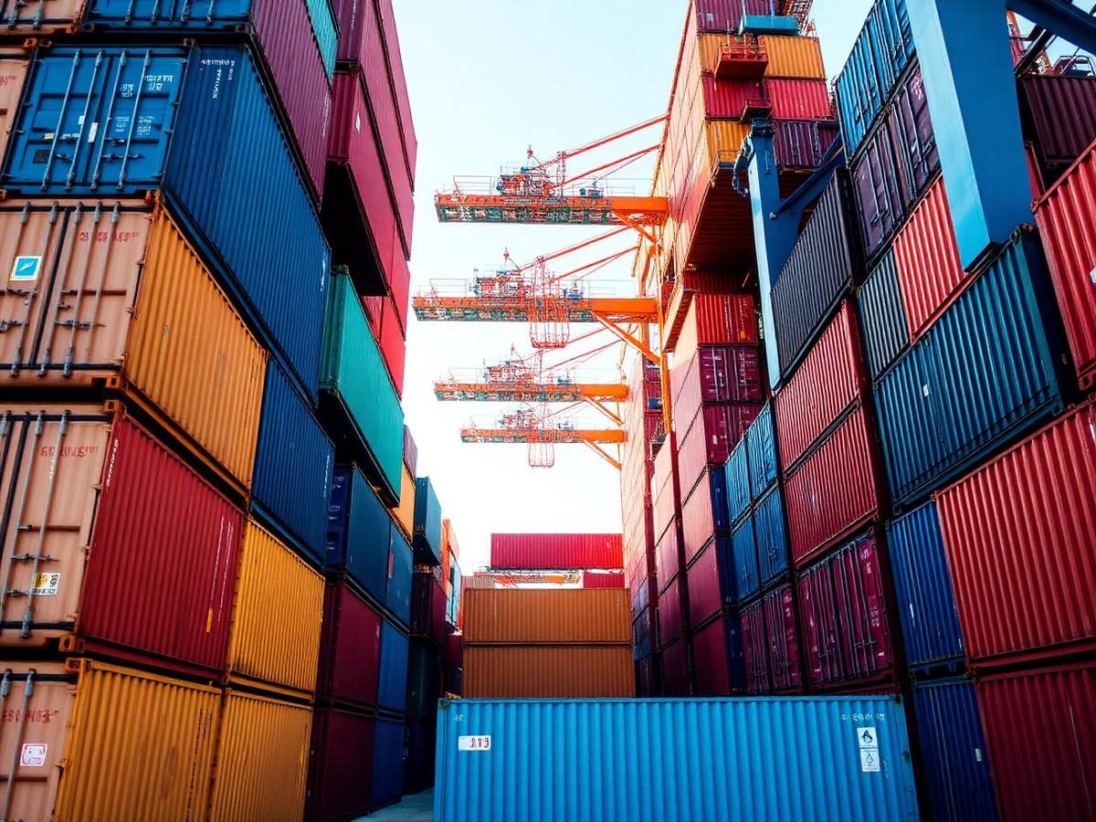 Colorful shipping containers at a Brazilian port terminal